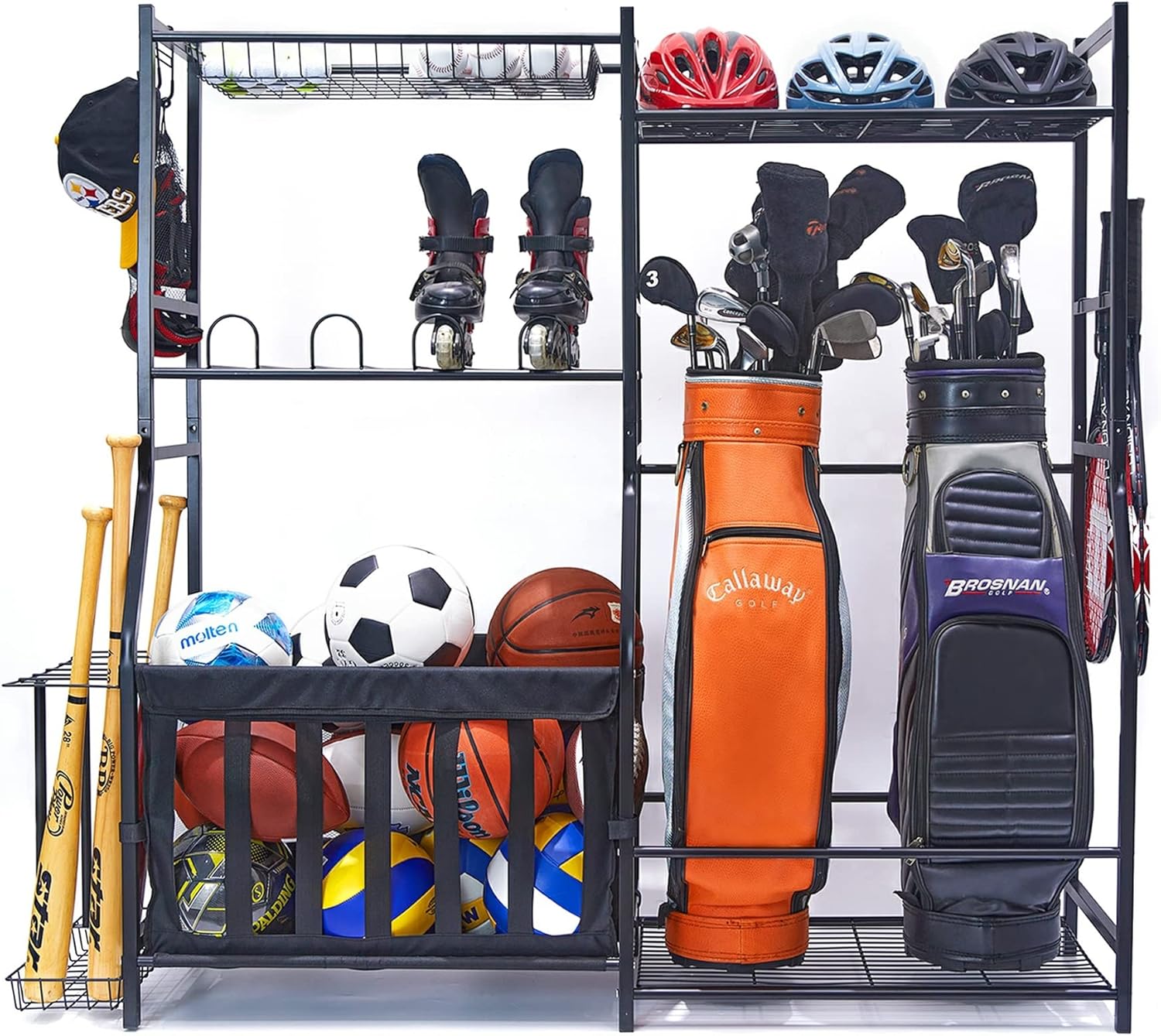 Golf Equipment Garage Storage - ชั้นวางอุปกรณ์กีฬาในโรงรถ ที่วางถุงกอล์ฟ ที่เก็บลูกบอล กล่องจัดระเบียบ ตะกร้า ที่เก็บของเล่นเด็กในร่มและกลางแจ้ง