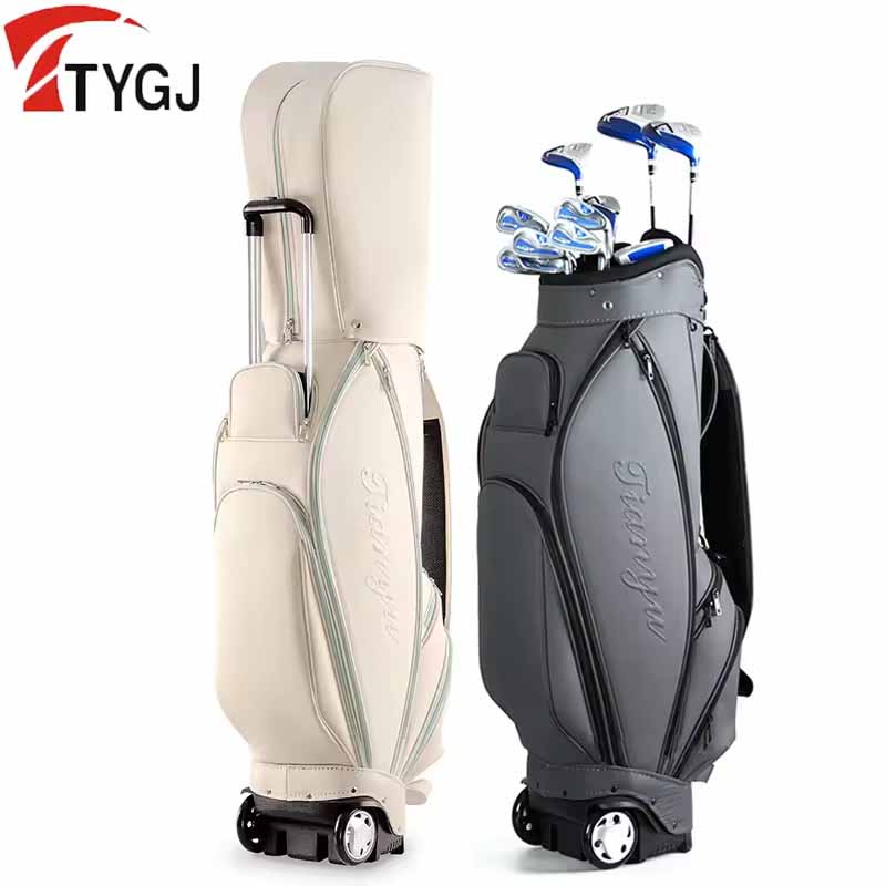 Golf Bag Stand Cart - TTYGJ ใหม่กระเป๋ากอล์ฟน้ําหนักเบากันน้ํา 6 ตารางล้อผู้ชายและผู้หญิงขนาดใหญ่ความจุรถกอล์ฟคลับมาตรฐานกระเป๋า