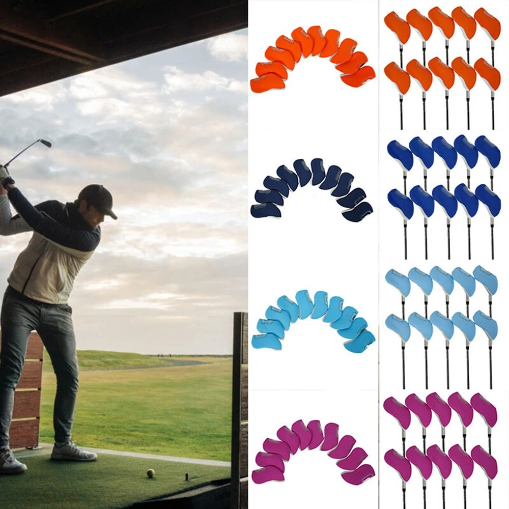 Headcover Driver - ปลอกหุ้มหัวไม้กอล์ฟแบบใส 10 ชิ้น ปลอกหุ้มหัวไม้กอล์ฟเวดจ์ พร้อมหน้าต่างโปร่งใส อุปกรณ์เสริมสำหรับพัตเตอร์