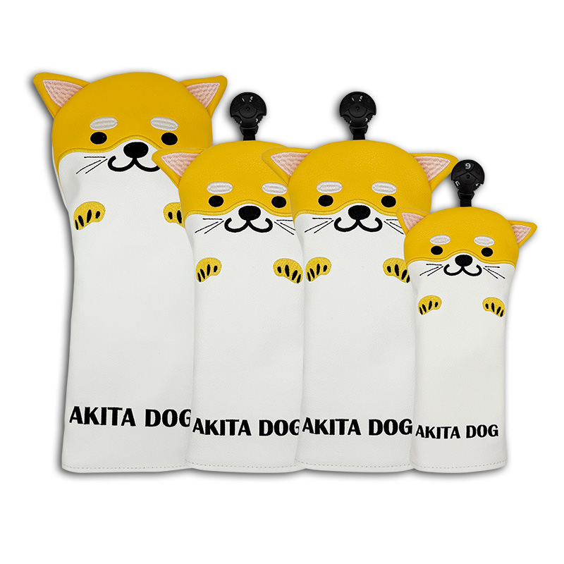 Headcover Driver - ชุดปลอกคลุมหัวไม้กอล์ฟลายการ์ตูนสุนัข น่ารัก สำหรับไม้ไดรเวอร์ ไม้แฟร์เวย์ และไม้ไฮบริด อุปกรณ์เสริมกอล์ฟ