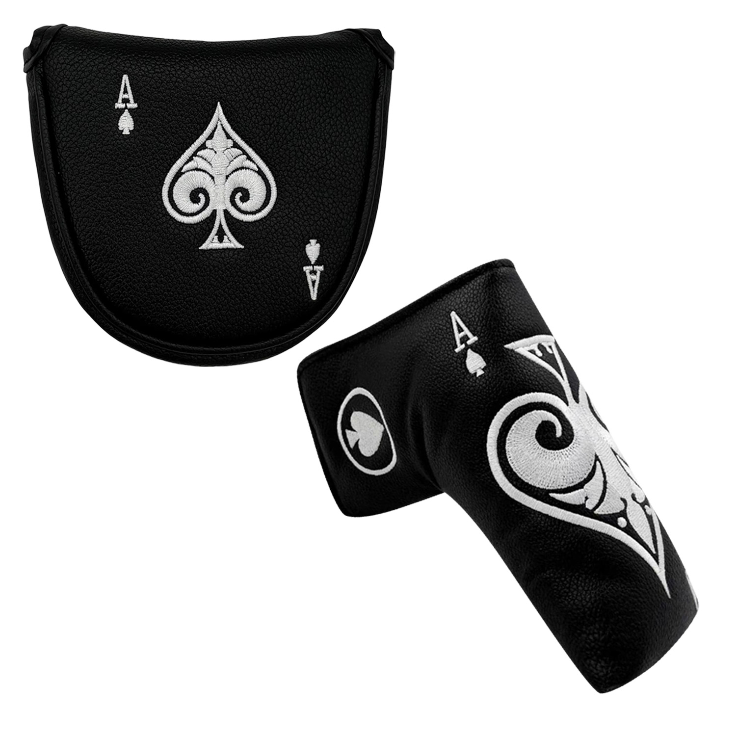 Headcover Driver - ปลอกคลุมหัวไม้กอล์ฟ ปลอกคลุมหัวไม้กอล์ฟหนัง PU พร้อมแถบเอลโคร สำหรับไม้พัตเตอร์แบบมัลเล็ตและแบบเบลด ปลอกคลุมป้องกันหัวไม้กอล์ฟ