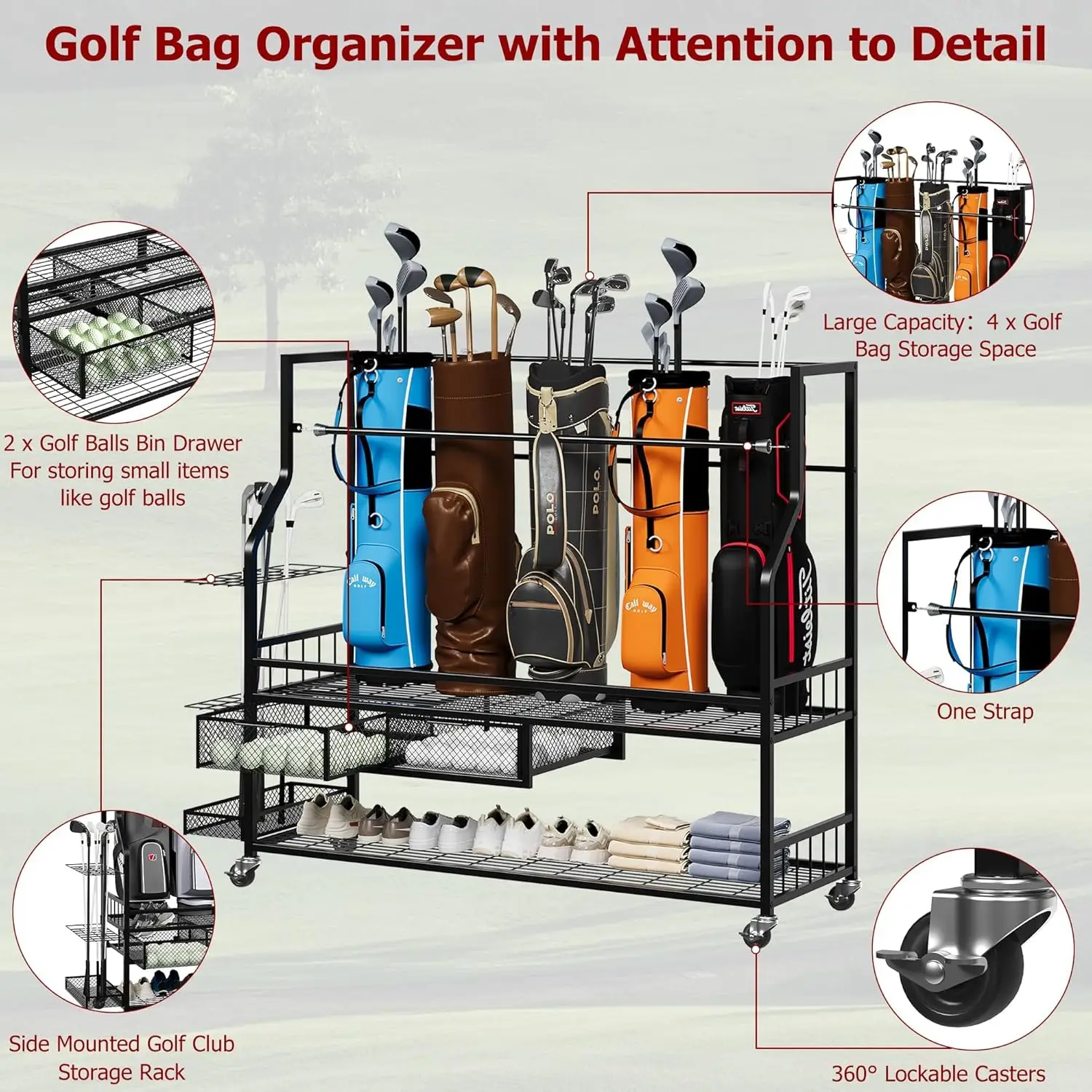 ชั้นวางเก็บถุงกอล์ฟอเนกประสงค์ - Golf Equipment Garage Storage บทวิจารณ์และราคา