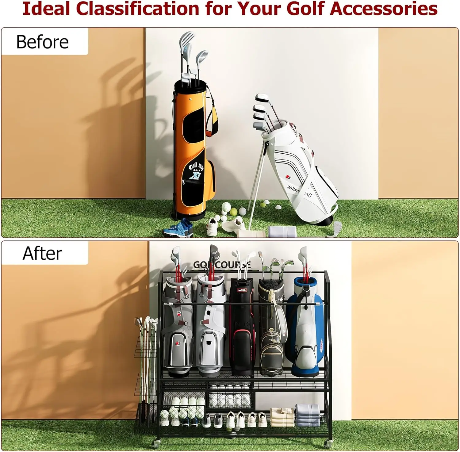 ชั้นวางเก็บถุงกอล์ฟอเนกประสงค์ - Golf Equipment Garage Storage บทวิจารณ์และราคา
